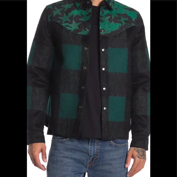 Valentino Mens Check Star Flannel Jacket Sz 44/M - Picture 2 of 11